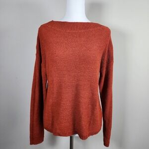 Simons Rust Knit‎ Sweater Womens Medium Fall Boat Neck Long Sleeve Pullover